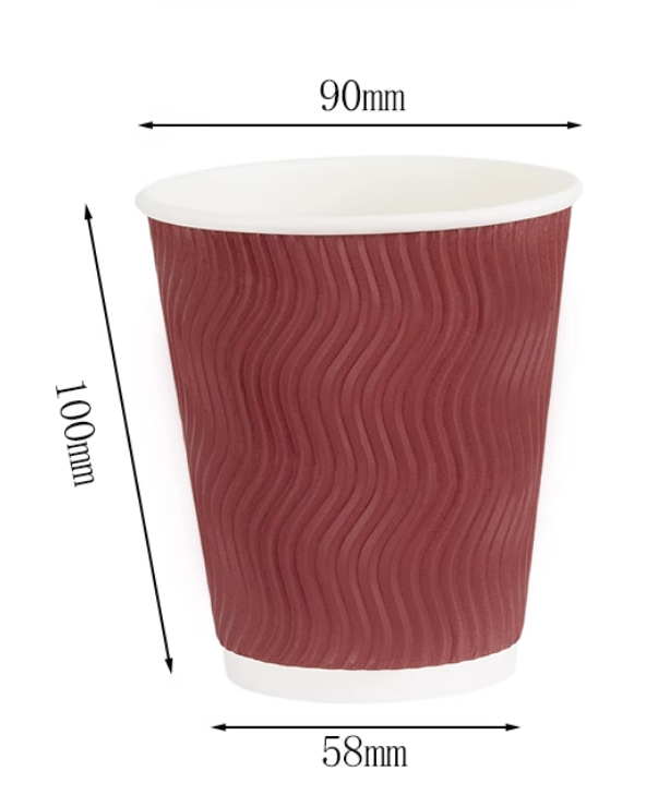 12oz Ripple Wall Hot Paper Cups Red