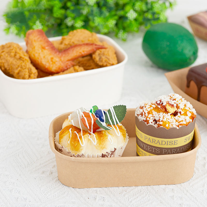 1000ml White Rectangular Salad Containers