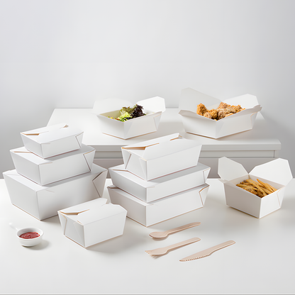 No.4 (98oz) White Takeaway Food Box Leak-Proof Food Containers