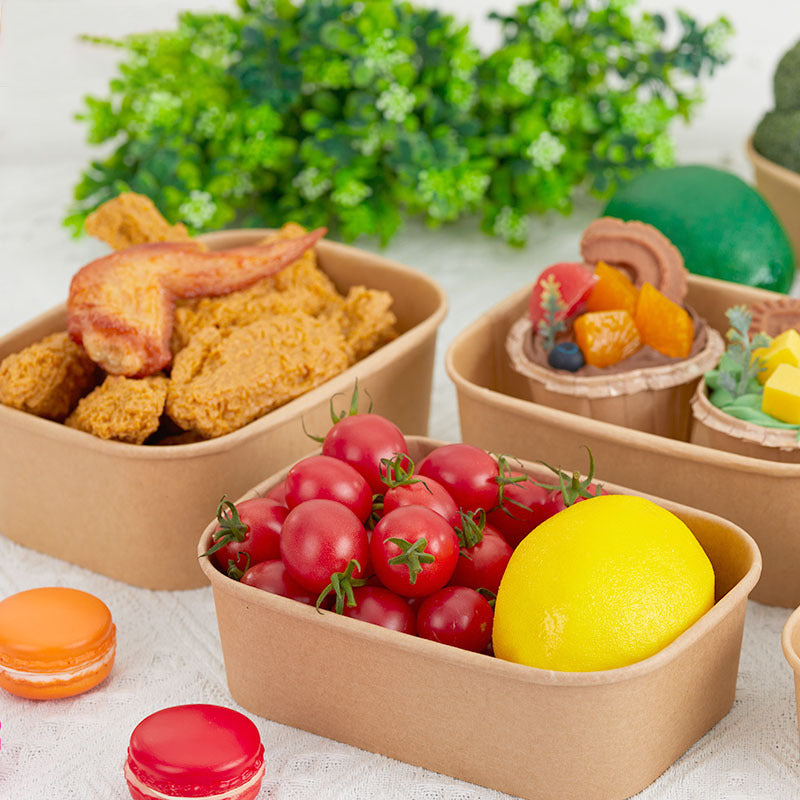 1000ml White Rectangular Salad Containers