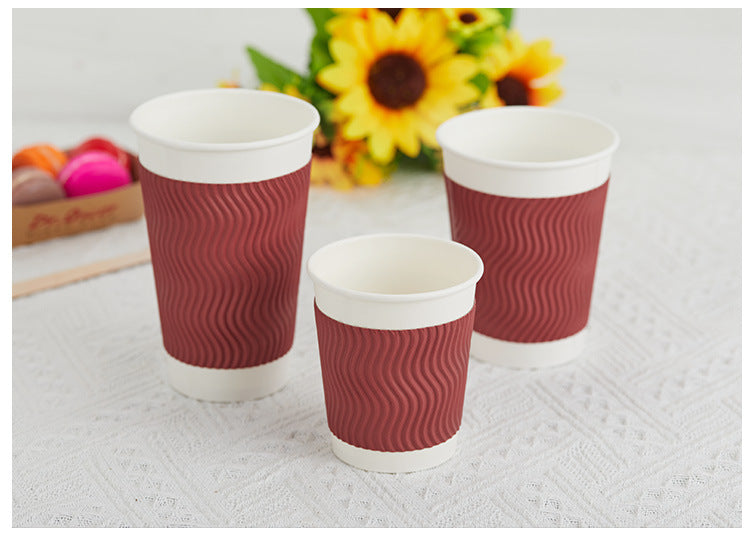 12oz Ripple Wall Hot Paper Cups Red