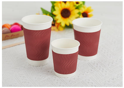 12oz Ripple Wall Hot Paper Cups Red
