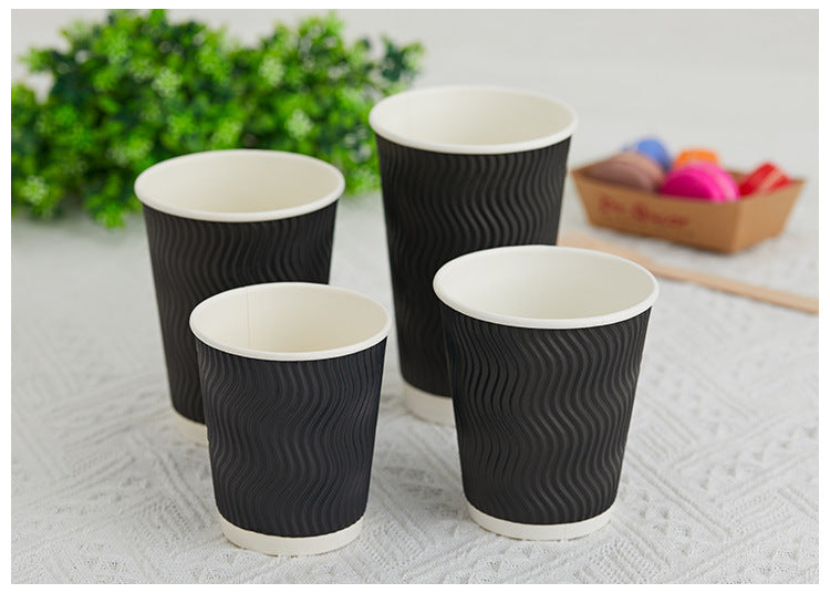 12oz Ripple Wall Hot Paper Cups Black