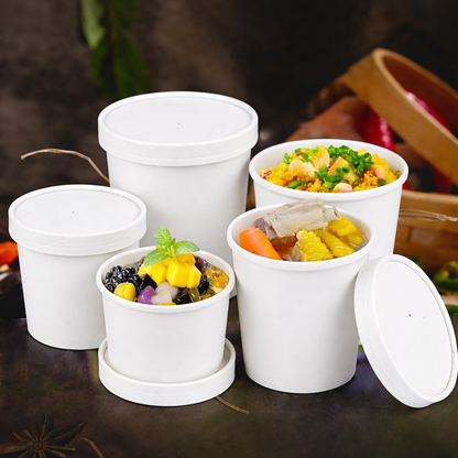 12oz White Soup Containers With Lids