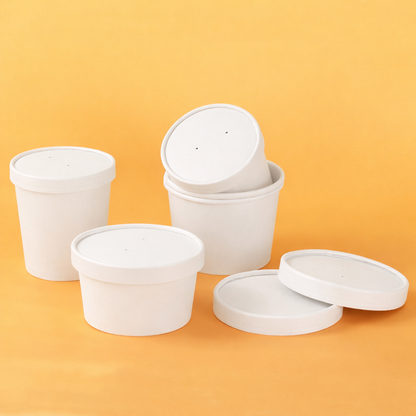 12oz White Soup Containers With Lids