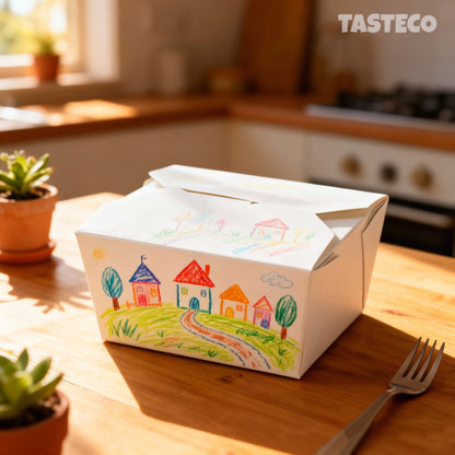 No.4 (98oz) White Takeaway Food Box Leak-Proof Food Containers