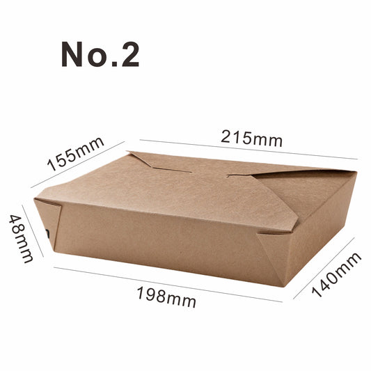 No.2 (51oz) Kraft Takeaway Food Box Leak-Proof Food Containers
