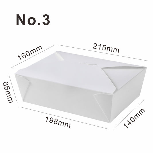 No.3 (69oz) White Takeaway Food Box Leak-Proof Food Containers