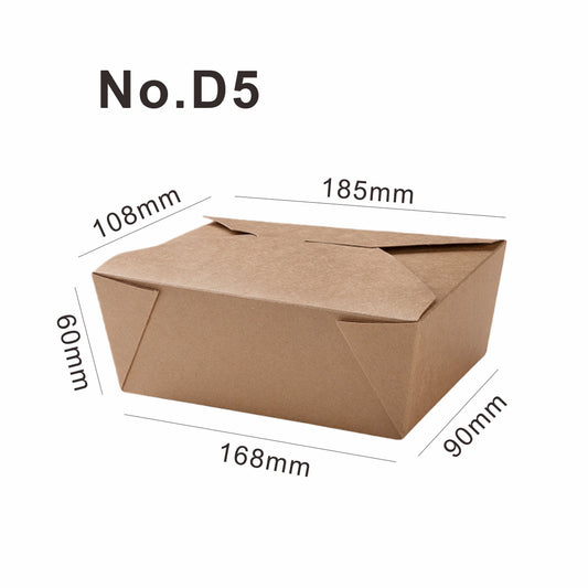 No.D5 (36oz) Kraft Takeaway Food Box Leak-Proof Food Containers