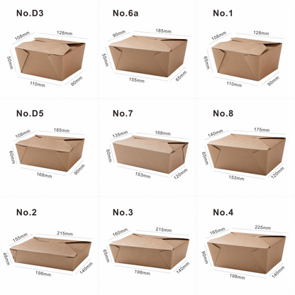 No.2 (51oz) Kraft Takeaway Food Box Leak-Proof Food Containers