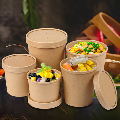 8oz Kraft Soup Containers With Lids