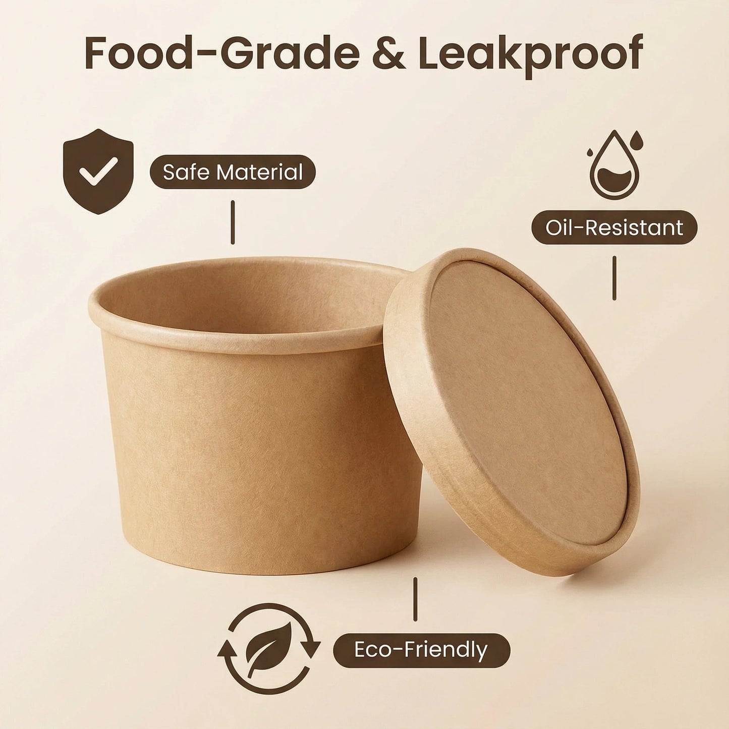 8oz Kraft Soup Containers With Lids