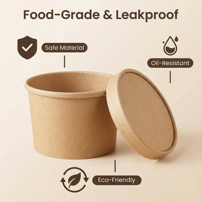 8oz Kraft Soup Containers With Lids