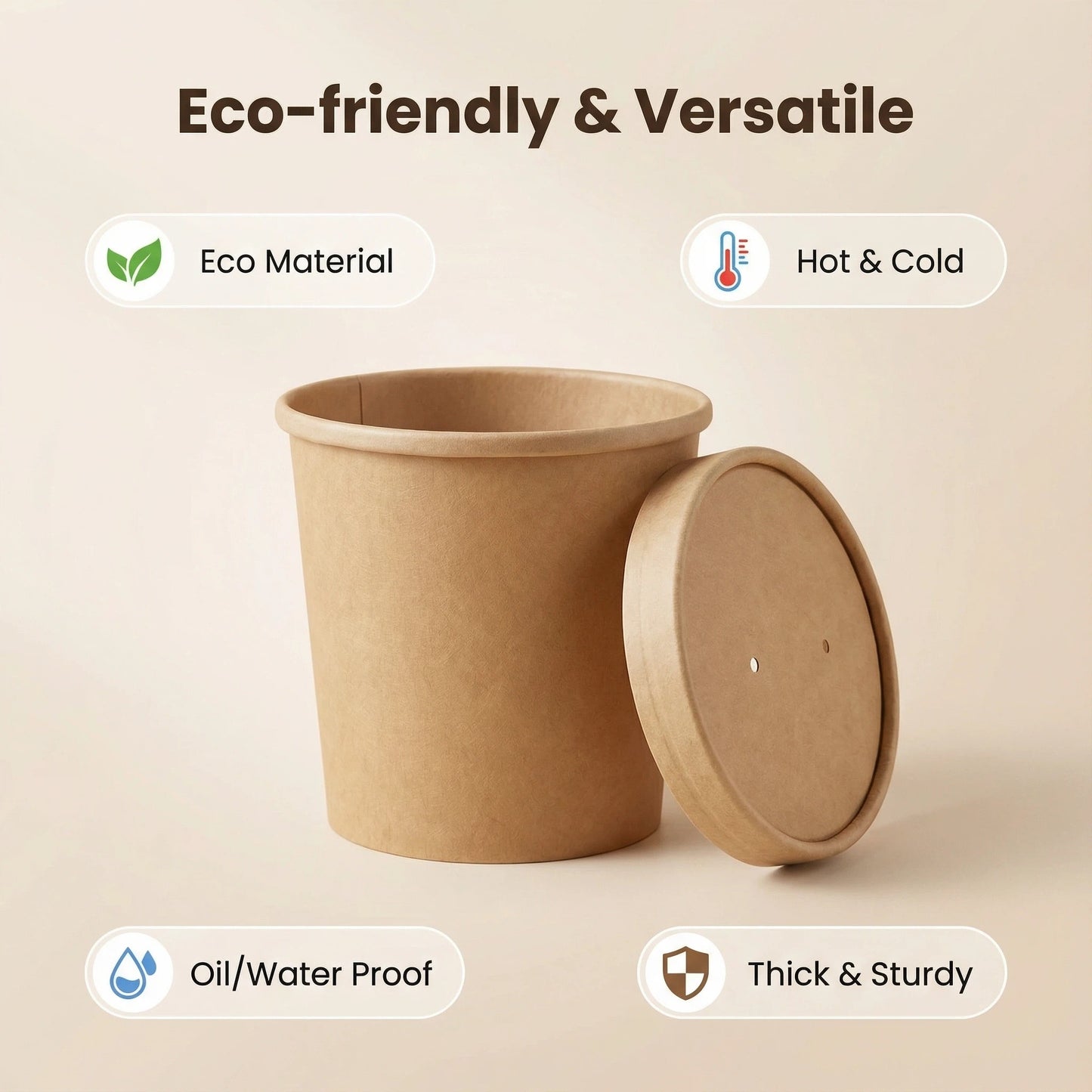 32oz Kraft Soup Containers With Lids