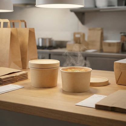 8oz Kraft Soup Containers With Lids