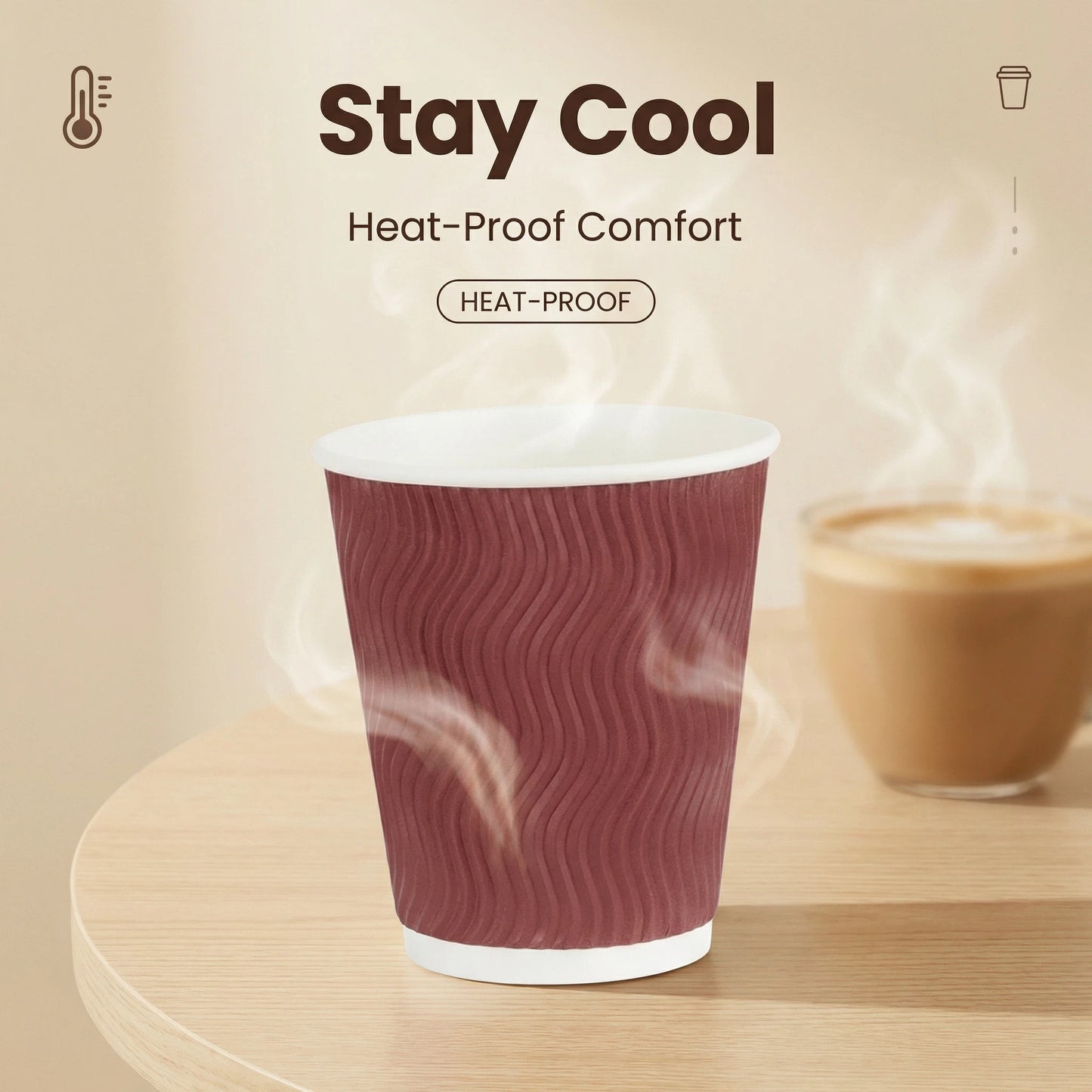 12oz Ripple Wall Hot Paper Cups Red