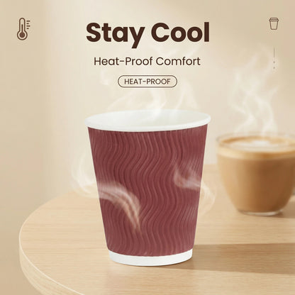 12oz Ripple Wall Hot Paper Cups Red