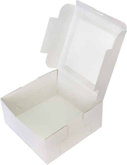 6''/ 8''/ 10'' Windowed Cake Boxes (Plain White)