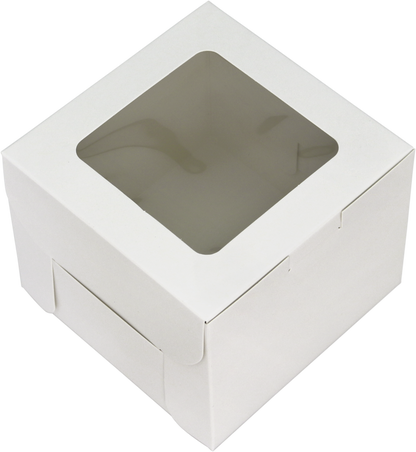6''/ 8''/ 10'' Windowed Cake Boxes (Plain White)